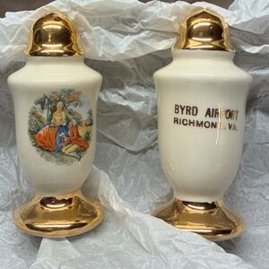 Salt & Pepper Set Vintage Byrd Airport Richmond VA souvenir bucolic scene